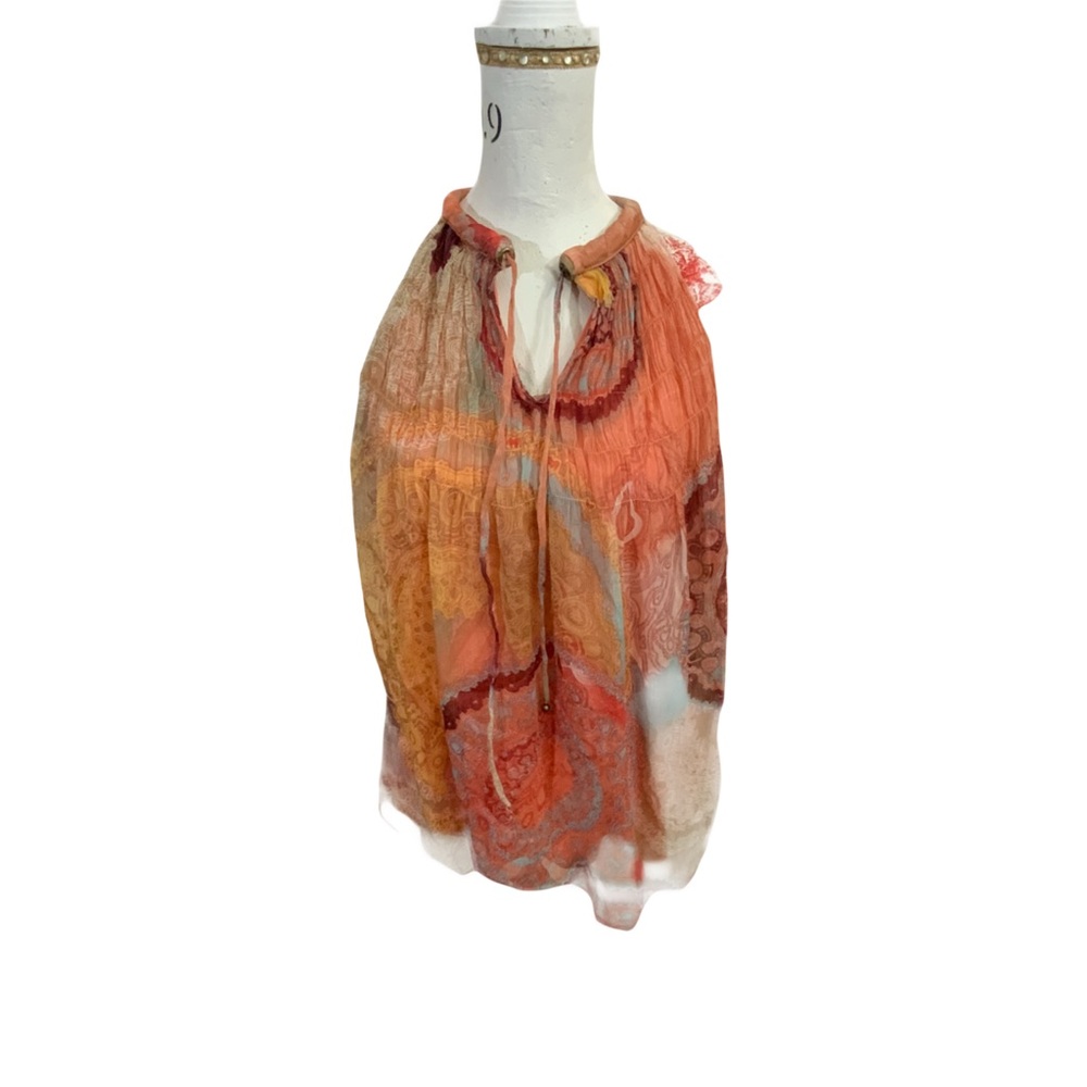 Adiva Coral Sheer Sleeveless Top